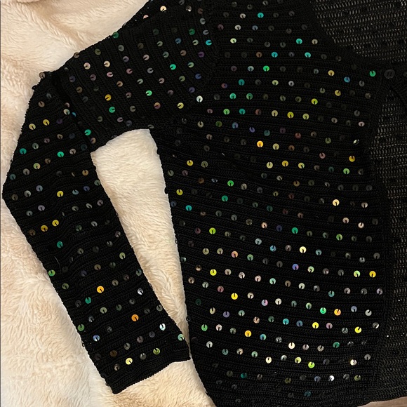 Pierre Cardin Black Knit Sequined Sweater Small - Picture 4 of 4